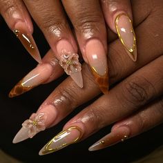 #nailsofinstagram #nailstagram #fallnails Nail Ideas For Black Women, Brown Acrylic Nails, Stunning Nail Designs, Hippie Nails, Fall Nail Trends, Leopard Print Nails, Leopard Prints, Brown Flowers