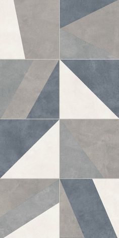 an abstract tile design in shades of grey, white and light blue with diagonals