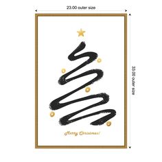 a christmas card with the words merry christmas written in gold and black ink on it