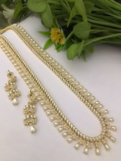 Real Pearl Necklace in Victorian style with matching earrings Highest quality and craftsmanship Free shipping Since natural semiprecious beads are used in this necklace, Color and shape of the beads may vary slightly Please let me know if you have any questions