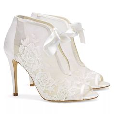 Belle Shoes, Ivory Wedding Shoes, Lace Booties, Perfect Blue