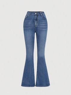 Details:Button \nDetails:Pocket \nFit Type:Regular Fit \nDetails:Zipper \nClosure Type:Zipper Fly \nColor:Dark Wash \nPattern Type:Plain \nType:Flare Leg \nWaist Line:High Waist \nLength:Extra Long \nFabric:Slight Stretch \nMaterial:Denim \nComposition:70% Cotton \nComposition:24% Polyester \nComposition:4% Viscose \nComposition:2% Elastane \nCare Instructions:Machine wash, do not dry clean \nBody:Unlined \nSheer:No \n Flare Leg Jeans, Teen Girls, Girls Jeans, Tube Top, Leg Jeans, Womens Tops, High Waisted, Collar, Free Shipping