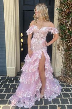 Sequin Mermaid Prom Dress, Chiffon Wedding Dress Beach, Sheer Corset, Prom Dresses Long Lace, Pink Prom Dress, Lace Prom Dress, Pink Prom, Cute Prom Dresses, Rose Pale