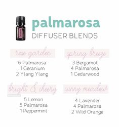 Palmarosa Diffuser Blend, Diy Solid Perfume, Doterra Blends, Doterra Recipes, Roller Blends, Doterra Diffuser