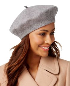 French-girl cool meets warm wool on an I.N.C. International Concepts beret in a versatile solid hue.

 	Approx. circumference: 22-4/10″
 	Wool
 	Spot clean only
 	Imported
 	One Size fits all Macy Gray, Gray Hat, Wool Beret, Hat Wool, Wool Berets, Ooh La La, Beret Hat, French Girl, Grey Color