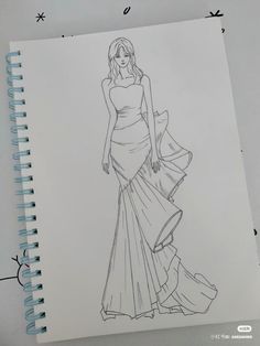 a drawing of a woman in a dress