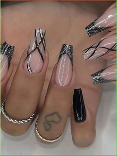 French Tip Designs Acrylic Square, Nail Design 2024, Nails With Jewels, Bare Nails, Acrylic French, 3d Nail Designs, Press On, Nails 3d