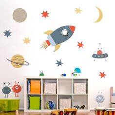 Space Wall Sticker Set Nursery Armchair, Childrens Bean Bags, Childrens Bunk Beds, Childrens Wardrobes, Childrens Bookcase, Kids Jewelry Box, Decorate A Room, Designed Wall, Childrens Wall Stickers