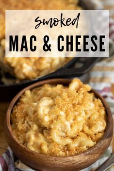 baked macaroni and cheese in a wooden bowl