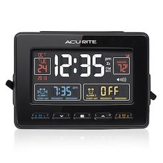 an alarm clock with the time displayed on it