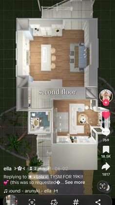 the floor plan for a small apartment with an attached bedroom and living room, as well as