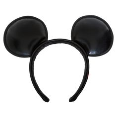 a mickey mouse ears headband is shown in black and has no ears on it