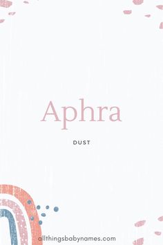 the word aphra is written in pink and blue