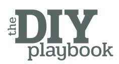 the diy playbook logo is shown in black and white, with grey letters