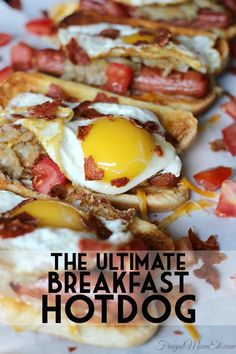 the ultimate breakfast hotdogs with bacon and an egg