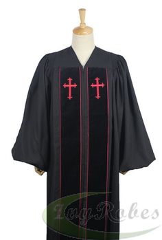 a black clergy robe with red trims