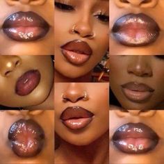 Makeup Ideas Natural Brown, Glossy Lips Makeup, Lip Combos, Makeup For Black Skin, Lip Makeup Tutorial, Brown Skin Makeup, Makeup Help, Lip Combo, Face Makeup Tutorial