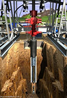 an image of a machine that is working on some wood in the ground with other machines behind it