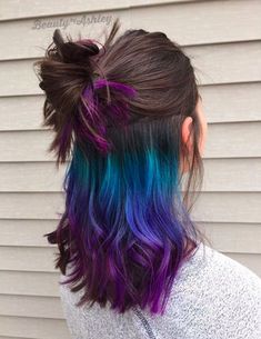 Galaxy Hair Color, Hidden Hair Color, Underlights Hair, Galaxy Hair, Bold Hair Color