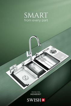 SWISH SINK M2048DBST Modern Home Technology, Sink Organization, Kitchen Sink Organization, Modern Kitchen Sinks, Brochure Design Layout, Modern Sink, Wall Mounted Sink, Sink Basin, Water Logo