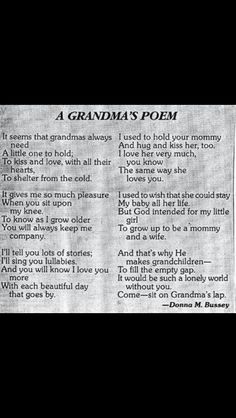 an old newspaper with the text grandma's poem on it