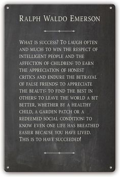 a plaque on the side of a building that says, what is success? to laugh often