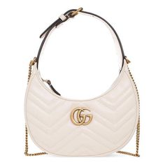 (WMNS) Gucci GG Marmont Half-Moon-Shaped Mini Bag 'Mystic White' 699514-DTDHT-9022 Gucci Gg Marmont, Gg Marmont, Half Moon, Mini Bag, Shoulder Bags, Moon, Gucci, Media, Quick Saves