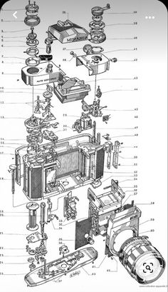 the parts for an old camera are shown in this diagram, and it is labeled