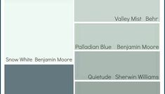 several shades of gray and white in the same color scheme, each with different names