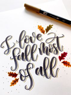 a piece of paper that says i love most fall sale with leaves on it and a pencil