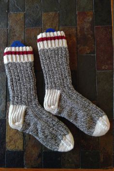 Handknit heavy Wool Socks made in the traditional way to be warm and long lasting. Natural coloured cuffs toes and heels, red stripe and grey twist body, in the sock monkey style. Heels and toes are reinforced with nylon to be long lasting. Perfect for working outside or hiking. A Custom item. Please allow 3-4 weeks for completion. Leg Length is 10 inches when laid flat. Please specify men's or women's shoe size. Please check shop announcements for accurate turn around times. Machine wash in cold water. Lay flat or hang to dry. Other colours and sizes available on request. Monkey Style, Working Outside, Wool Work, Work Socks, Heels Red, Toe Socks, Sock Monkey, Wool Socks, Red Stripe