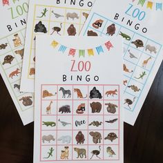 four zoo themed printables on top of each other