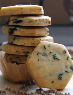 a stack of cookies sitting on top of a table