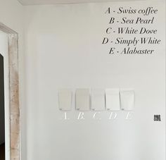 there is a white wall with black writing on it