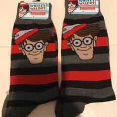 Brand New Item Fun Black Cotton Socks, Fun Cotton Winter Socks, Fun Winter Cotton Socks, Novelty Cotton Socks For Winter, Novelty Cotton Winter Socks, Winter Novelty Cotton Socks, Wheres Waldo, Casual Socks, New Item