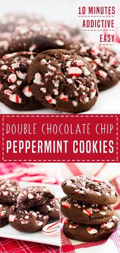 double chocolate chip peppermin cookies on a plate