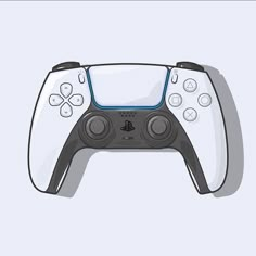 an image of a video game controller on a white background with blue and black buttons