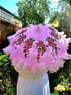 Pink Flounce LED Art Parasol Pink Led Lights, Edgy Girls, Victorian Lampshades, Steampunk Decor, Antique Lamps, Pink Cotton, Handmade Artisan, Festival Fashion, Bohemian Style