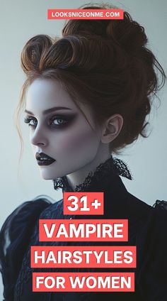 Step back in time with a Victorian-inspired vampire hairstyle. This intricate braided look combines elegance with a spooky vibe, perfect for a vampire bride or historical themed parties. Learn how to craft these sophisticated braids with our easy-to-follow steps. Vampire Hairstyles For Women, Vampire Hairstyles, Vampire Costume Women, Gothic Vampire Costume, Vampire Hair, Modern Vampires, Vampire Look, Vampire Halloween Costume