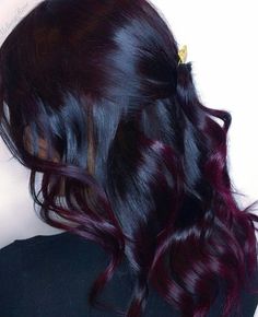 Violet Black Hair, Eggplant Colored Hair, Blackberry Hair Colour, Raspberry Hair, Maroon Hair