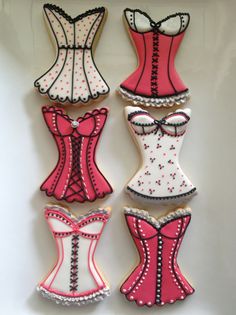 Corset Cookies, Cookie Clothes, Lingerie Cookies, Bachelorette Cookies, Bachelorette Cake, Bridal Cookies, Cookie Connection, Bridal Shower Cakes, Fancy Cookies