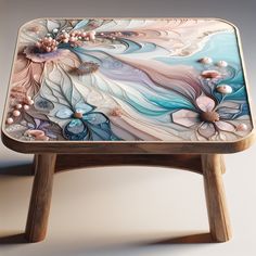 This charming resin art table is perfect for any middle-aged woman who appreciates a blend of abstract sophistication and vintage charm. Featuring soothing pastel hues of blues, pinks, and purples with delicate floral/butterfly motifs captured in the resin. #ResinArtTable #PastelColors #AbstractDesign #VintageCharm #FloralMotifs #HomeDecor Resin Art Table, Diy Resin Art, Floral Butterfly, Art Table, Pastel Hues, Art Furniture, Special Effects, Resin Diy