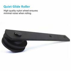 an image of a black roller with the text quiet glide roller high quality nylon wheel ensure minimal noise when rolling