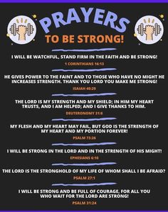 a poster with the words prayer to be strong