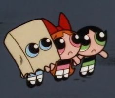 the powerpuff girls cartoon characters appear to be hugging each other