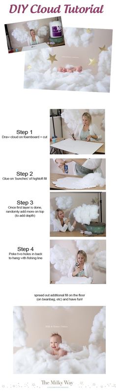 the instructions for how to make a cloud - like backdrop with photoshopped clouds