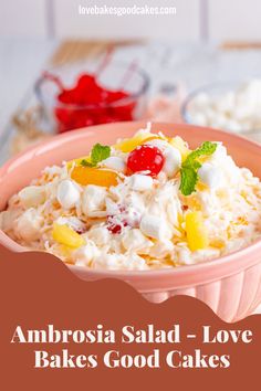 image Recipe: Experience a nostalgic taste of the South with Ambrosia Salad, a timeless fruit salad recipe that blends fruits, coconut, and marshmallows. Fruit Salad Recipe, Ambrosia Salad, Fruit Salad Recipes, Marshmallows, Salad Recipe