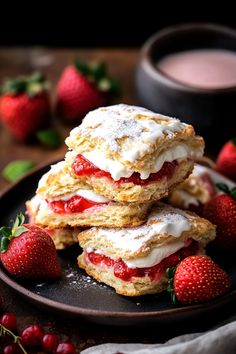 Strawberry Cream Scones Oreo Stuffed Chocolate Chip Cookies, Strawberry Treats, Cozy Afternoon, Scones Ingredients, Breakfast Places, Cream Scones, Afternoon Snack, Strawberry Cream