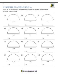 the perimeter of a semi - circle la worksheet for students to practice their math skills