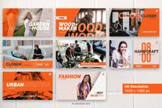 an orange and white advertisement for a fashion store with images of women in the background